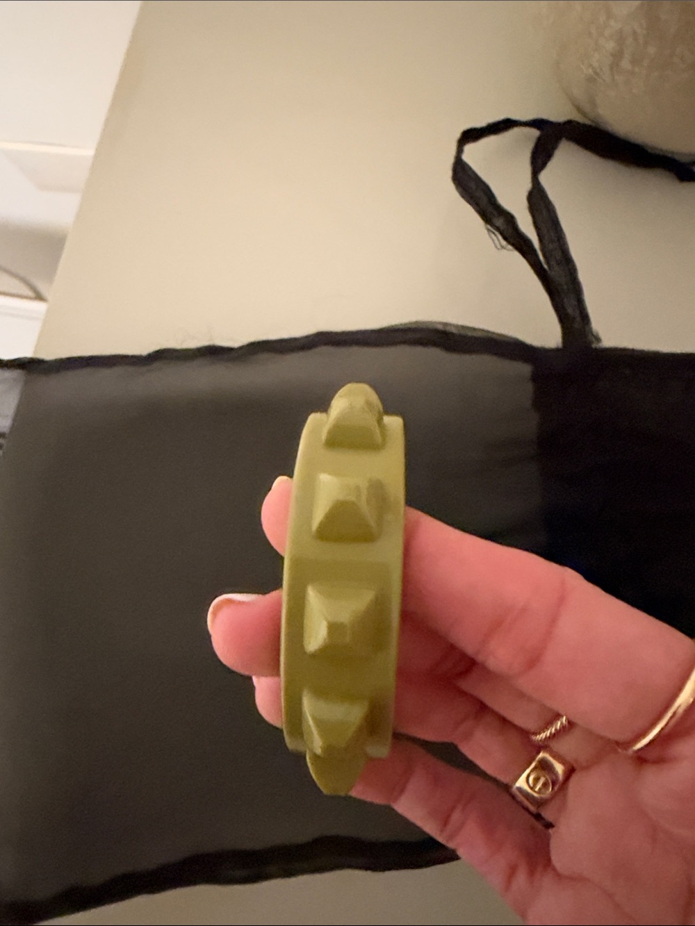 Olive Green Studded Resin Bangle Bracelet for Women